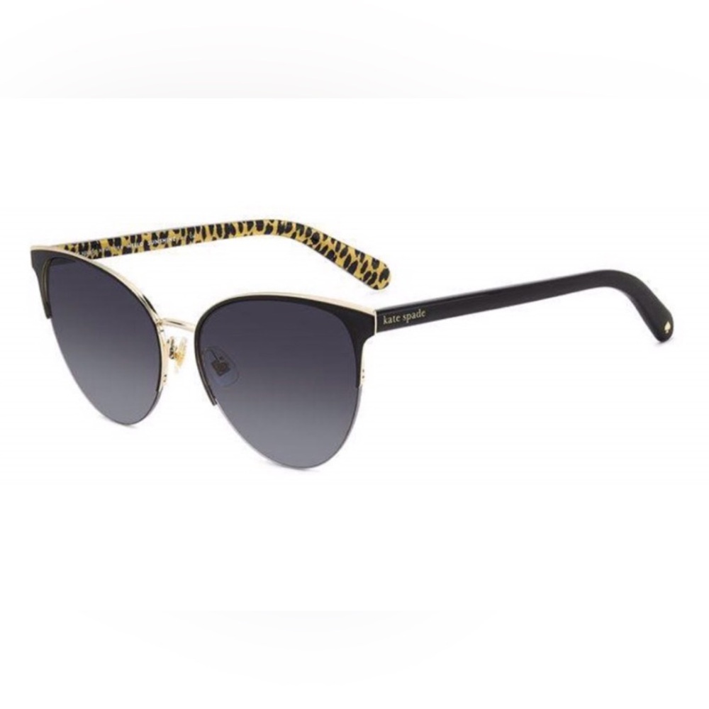 NWT Kate Spade Cat Eye Sunglasses Black Gold Leopard Arms UV400